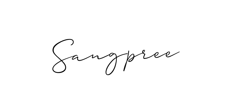 It looks lik you need a new signature style for name Sangpree. Design unique handwritten (Allison_Script) signature with our free signature maker in just a few clicks. Sangpree signature style 2 images and pictures png