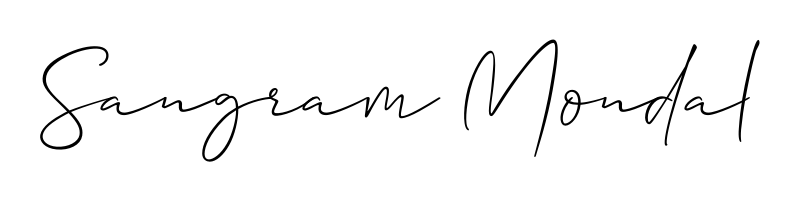 Create a personalized artistic stamp with Sangram Mondal in Allison_Script font. Perfect for visual artists, designers, and influencers. Sangram Mondal signature style 2 images and pictures png