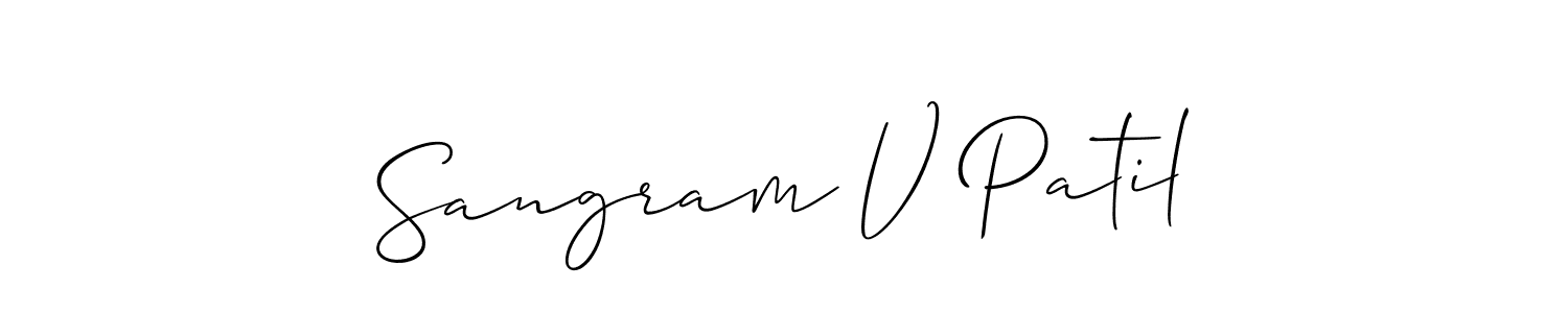 Also we have Sangram V Patil name is the best signature style. Create professional handwritten signature collection using Allison_Script autograph style. Sangram V Patil signature style 2 images and pictures png
