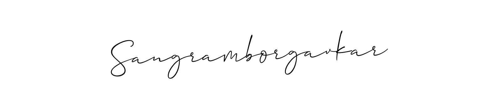 Similarly Allison_Script is the best handwritten signature design. Signature creator online .You can use it as an online autograph creator for name Sangramborgavkar. Sangramborgavkar signature style 2 images and pictures png