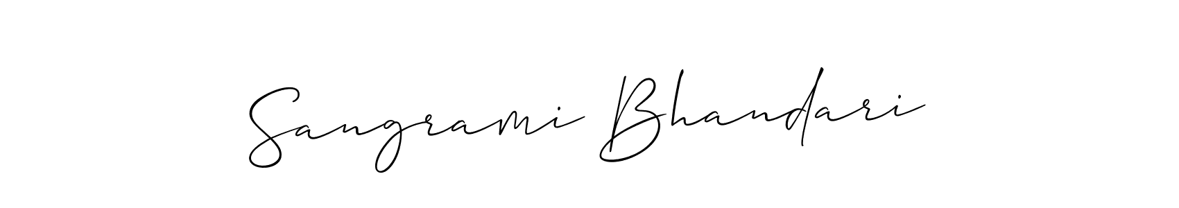 How to Draw Sangrami Bhandari signature style? Allison_Script is a latest design signature styles for name Sangrami Bhandari. Sangrami Bhandari signature style 2 images and pictures png