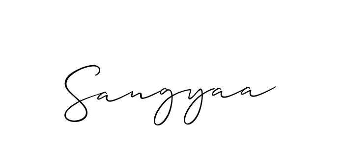 Create a beautiful signature design for name Sangyaa. With this signature (Allison_Script) fonts, you can make a handwritten signature for free. Sangyaa signature style 2 images and pictures png