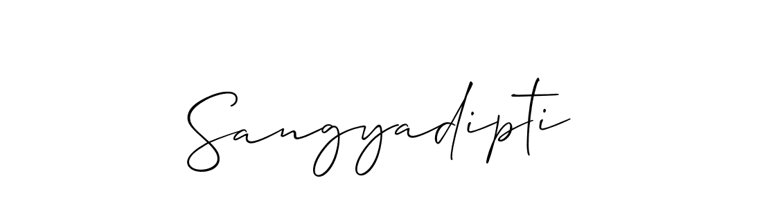 You should practise on your own different ways (Allison_Script) to write your name (Sangyadipti) in signature. don't let someone else do it for you. Sangyadipti signature style 2 images and pictures png