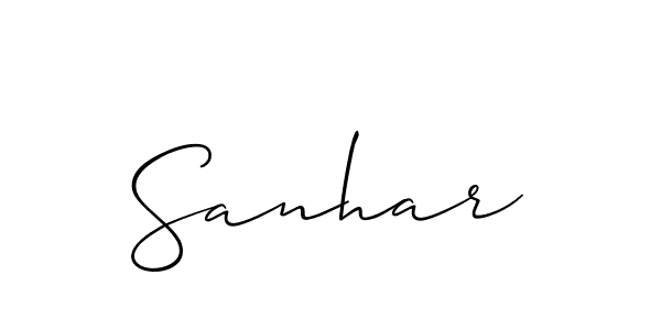 Make a beautiful signature design for name Sanhar. With this signature (Allison_Script) style, you can create a handwritten signature for free. Sanhar signature style 2 images and pictures png