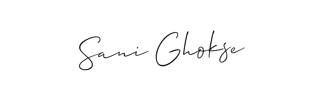 You should practise on your own different ways (Allison_Script) to write your name (Sani Ghokse) in signature. don't let someone else do it for you. Sani Ghokse signature style 2 images and pictures png