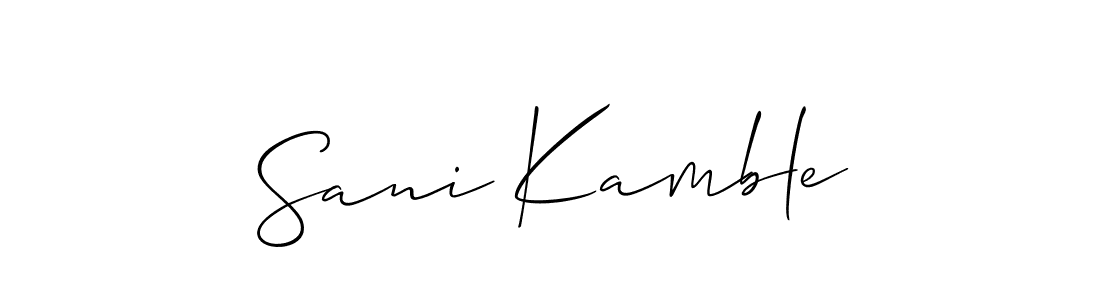 This is the best signature style for the Sani Kamble name. Also you like these signature font (Allison_Script). Mix name signature. Sani Kamble signature style 2 images and pictures png