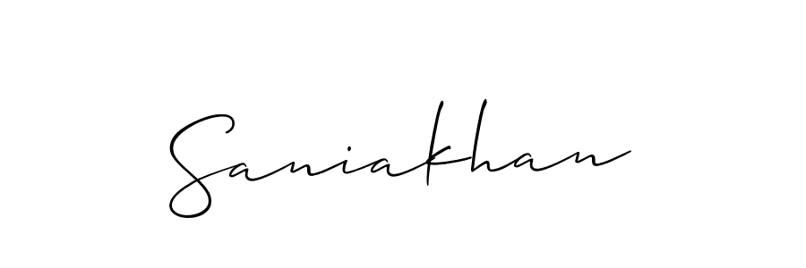 Make a short Saniakhan signature style. Manage your documents anywhere anytime using Allison_Script. Create and add eSignatures, submit forms, share and send files easily. Saniakhan signature style 2 images and pictures png