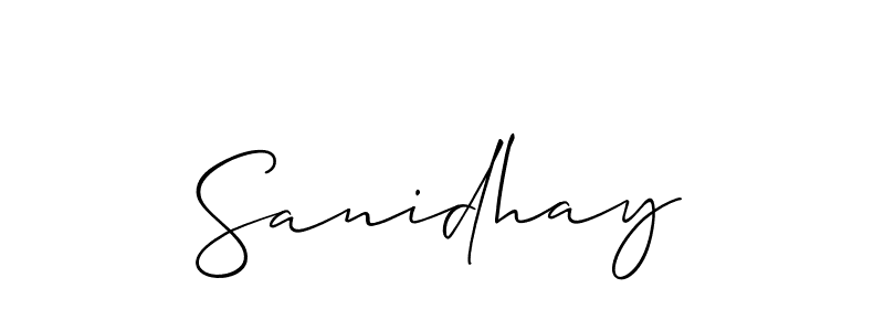 The best way (Allison_Script) to make a short signature is to pick only two or three words in your name. The name Sanidhay include a total of six letters. For converting this name. Sanidhay signature style 2 images and pictures png