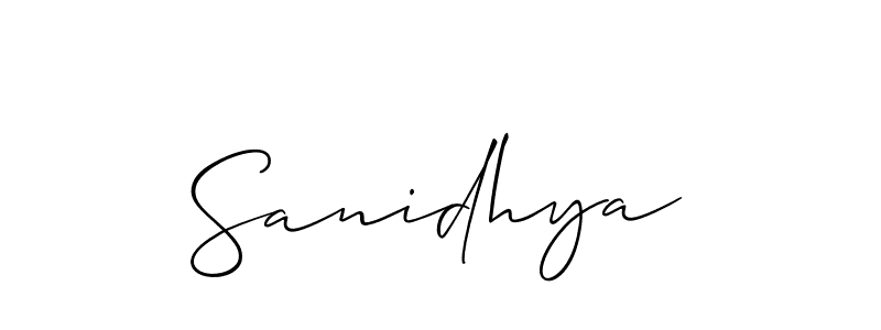 Make a beautiful signature design for name Sanidhya. With this signature (Allison_Script) style, you can create a handwritten signature for free. Sanidhya signature style 2 images and pictures png