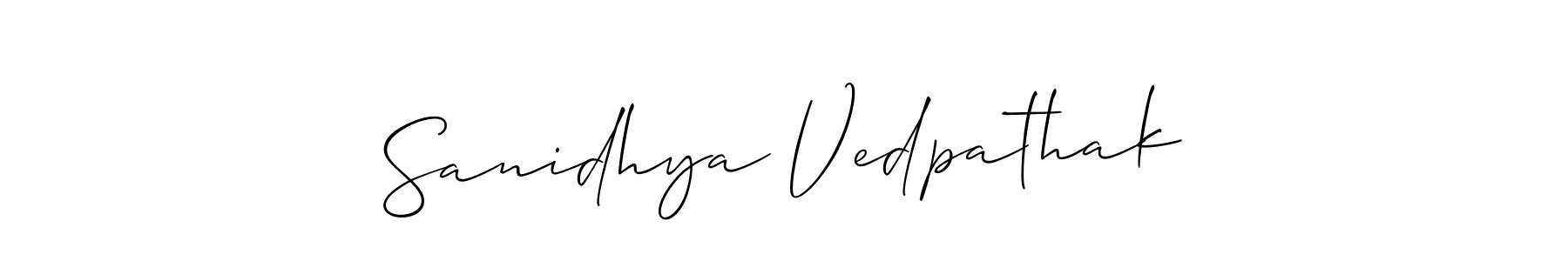It looks lik you need a new signature style for name Sanidhya Vedpathak. Design unique handwritten (Allison_Script) signature with our free signature maker in just a few clicks. Sanidhya Vedpathak signature style 2 images and pictures png