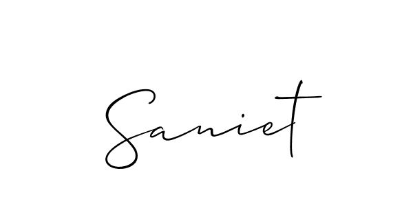 if you are searching for the best signature style for your name Saniet. so please give up your signature search. here we have designed multiple signature styles  using Allison_Script. Saniet signature style 2 images and pictures png