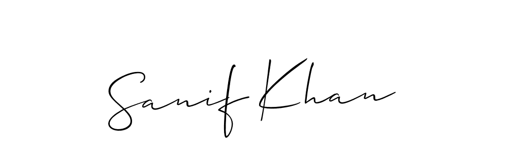 How to make Sanif Khan name signature. Use Allison_Script style for creating short signs online. This is the latest handwritten sign. Sanif Khan signature style 2 images and pictures png