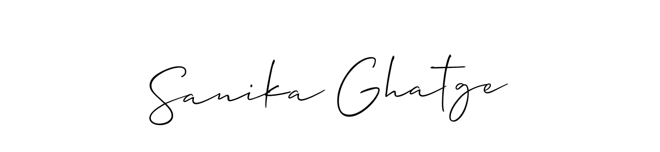 The best way (Allison_Script) to make a short signature is to pick only two or three words in your name. The name Sanika Ghatge include a total of six letters. For converting this name. Sanika Ghatge signature style 2 images and pictures png