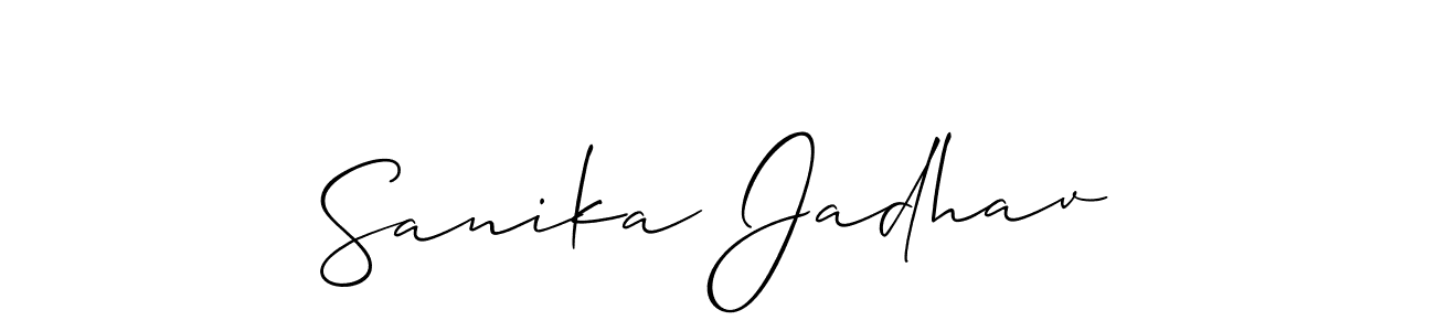 This is the best signature style for the Sanika Jadhav name. Also you like these signature font (Allison_Script). Mix name signature. Sanika Jadhav signature style 2 images and pictures png