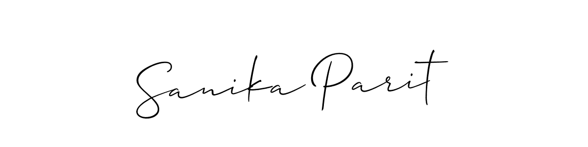 Allison_Script is a professional signature style that is perfect for those who want to add a touch of class to their signature. It is also a great choice for those who want to make their signature more unique. Get Sanika Parit name to fancy signature for free. Sanika Parit signature style 2 images and pictures png