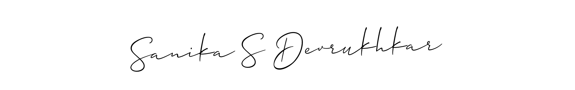 It looks lik you need a new signature style for name Sanika S Devrukhkar. Design unique handwritten (Allison_Script) signature with our free signature maker in just a few clicks. Sanika S Devrukhkar signature style 2 images and pictures png