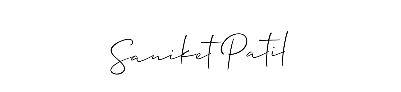 Use a signature maker to create a handwritten signature online. With this signature software, you can design (Allison_Script) your own signature for name Saniket Patil. Saniket Patil signature style 2 images and pictures png
