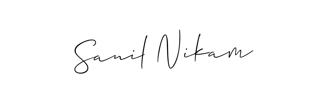 Also You can easily find your signature by using the search form. We will create Sanil Nikam name handwritten signature images for you free of cost using Allison_Script sign style. Sanil Nikam signature style 2 images and pictures png