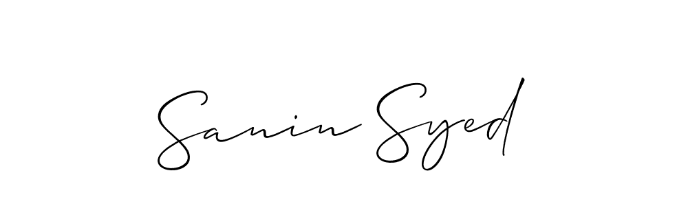 Create a beautiful signature design for name Sanin Syed. With this signature (Allison_Script) fonts, you can make a handwritten signature for free. Sanin Syed signature style 2 images and pictures png
