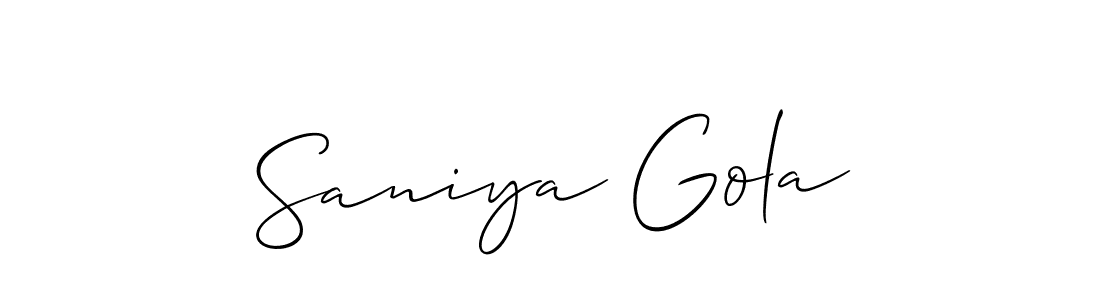 How to make Saniya Gola name signature. Use Allison_Script style for creating short signs online. This is the latest handwritten sign. Saniya Gola signature style 2 images and pictures png