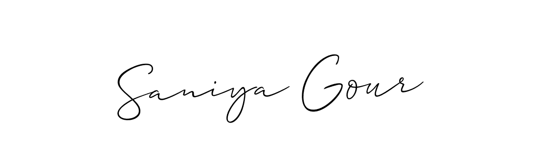 Saniya Gour stylish signature style. Best Handwritten Sign (Allison_Script) for my name. Handwritten Signature Collection Ideas for my name Saniya Gour. Saniya Gour signature style 2 images and pictures png