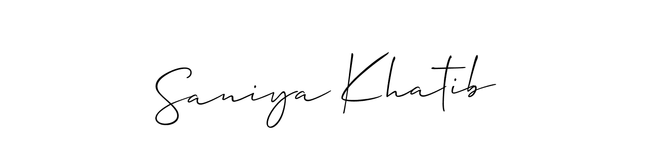 Design your own signature with our free online signature maker. With this signature software, you can create a handwritten (Allison_Script) signature for name Saniya Khatib. Saniya Khatib signature style 2 images and pictures png