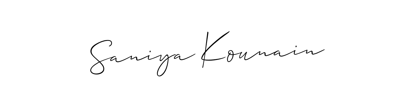 You should practise on your own different ways (Allison_Script) to write your name (Saniya Kounain) in signature. don't let someone else do it for you. Saniya Kounain signature style 2 images and pictures png