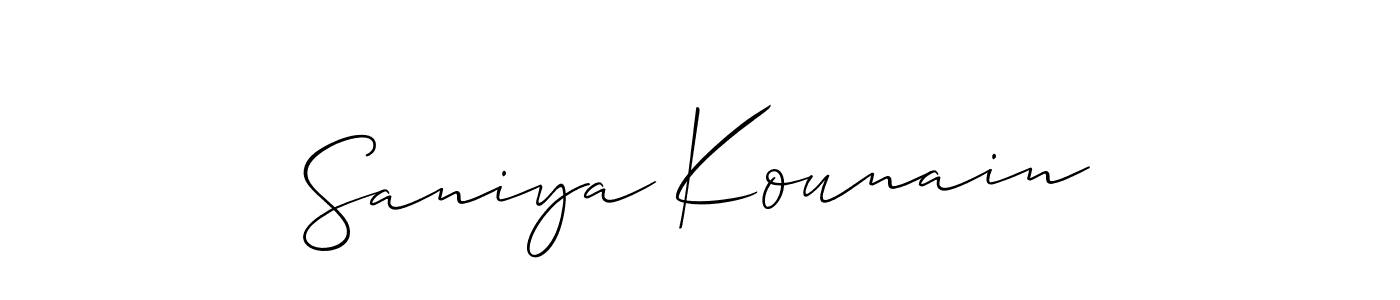 Also You can easily find your signature by using the search form. We will create Saniya Kounain name handwritten signature images for you free of cost using Allison_Script sign style. Saniya Kounain signature style 2 images and pictures png
