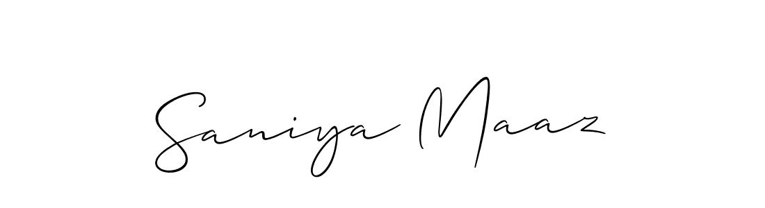 Allison_Script is a professional signature style that is perfect for those who want to add a touch of class to their signature. It is also a great choice for those who want to make their signature more unique. Get Saniya Maaz name to fancy signature for free. Saniya Maaz signature style 2 images and pictures png