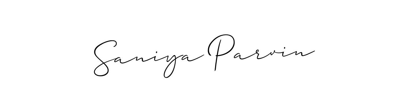 Make a beautiful signature design for name Saniya Parvin. With this signature (Allison_Script) style, you can create a handwritten signature for free. Saniya Parvin signature style 2 images and pictures png