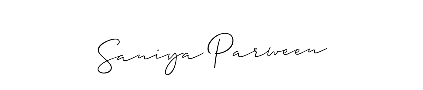 The best way (Allison_Script) to make a short signature is to pick only two or three words in your name. The name Saniya Parween include a total of six letters. For converting this name. Saniya Parween signature style 2 images and pictures png