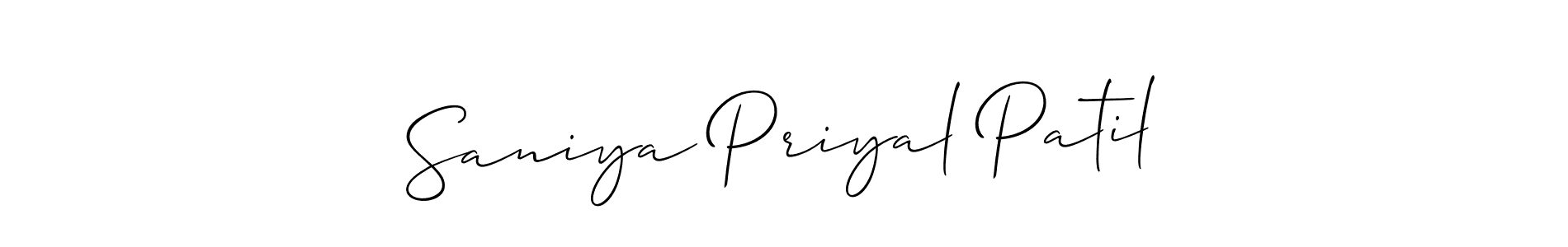 How to Draw Saniya Priyal Patil signature style? Allison_Script is a latest design signature styles for name Saniya Priyal Patil. Saniya Priyal Patil signature style 2 images and pictures png