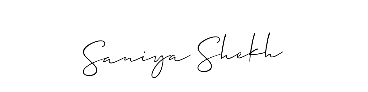 Make a short Saniya Shekh signature style. Manage your documents anywhere anytime using Allison_Script. Create and add eSignatures, submit forms, share and send files easily. Saniya Shekh signature style 2 images and pictures png