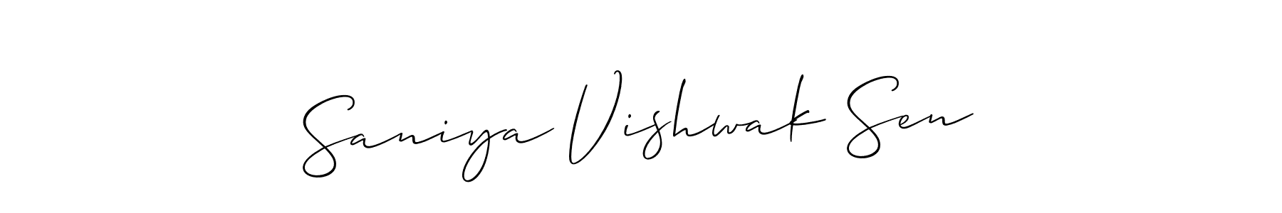 Also You can easily find your signature by using the search form. We will create Saniya Vishwak Sen name handwritten signature images for you free of cost using Allison_Script sign style. Saniya Vishwak Sen signature style 2 images and pictures png