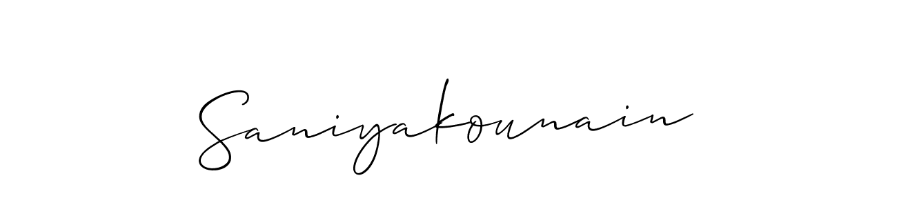 Also we have Saniyakounain name is the best signature style. Create professional handwritten signature collection using Allison_Script autograph style. Saniyakounain signature style 2 images and pictures png