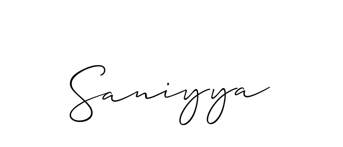 Make a beautiful signature design for name Saniyya. With this signature (Allison_Script) style, you can create a handwritten signature for free. Saniyya signature style 2 images and pictures png