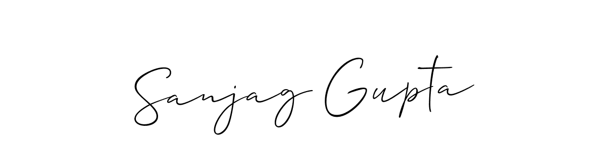 Allison_Script is a professional signature style that is perfect for those who want to add a touch of class to their signature. It is also a great choice for those who want to make their signature more unique. Get Sanjag Gupta name to fancy signature for free. Sanjag Gupta signature style 2 images and pictures png
