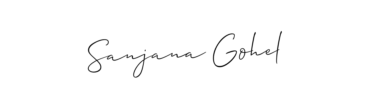 How to make Sanjana Gohel name signature. Use Allison_Script style for creating short signs online. This is the latest handwritten sign. Sanjana Gohel signature style 2 images and pictures png