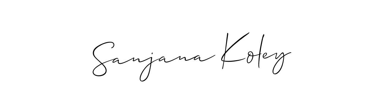 How to Draw Sanjana Koley signature style? Allison_Script is a latest design signature styles for name Sanjana Koley. Sanjana Koley signature style 2 images and pictures png