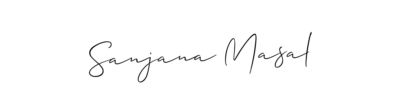 if you are searching for the best signature style for your name Sanjana Masal. so please give up your signature search. here we have designed multiple signature styles  using Allison_Script. Sanjana Masal signature style 2 images and pictures png