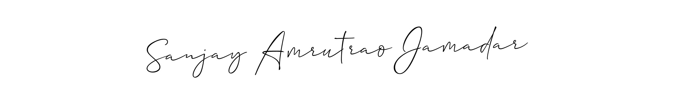 The best way (Allison_Script) to make a short signature is to pick only two or three words in your name. The name Sanjay Amrutrao Jamadar include a total of six letters. For converting this name. Sanjay Amrutrao Jamadar signature style 2 images and pictures png