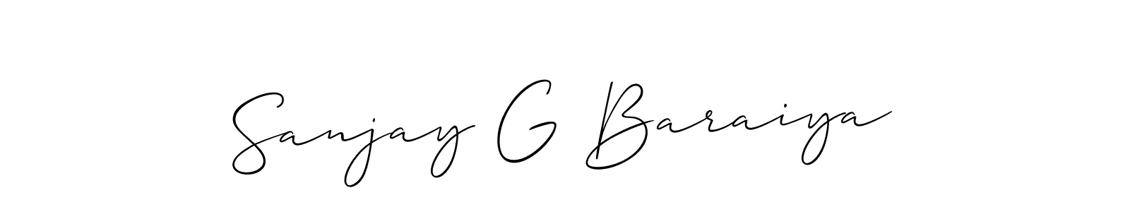 Use a signature maker to create a handwritten signature online. With this signature software, you can design (Allison_Script) your own signature for name Sanjay G Baraiya. Sanjay G Baraiya signature style 2 images and pictures png