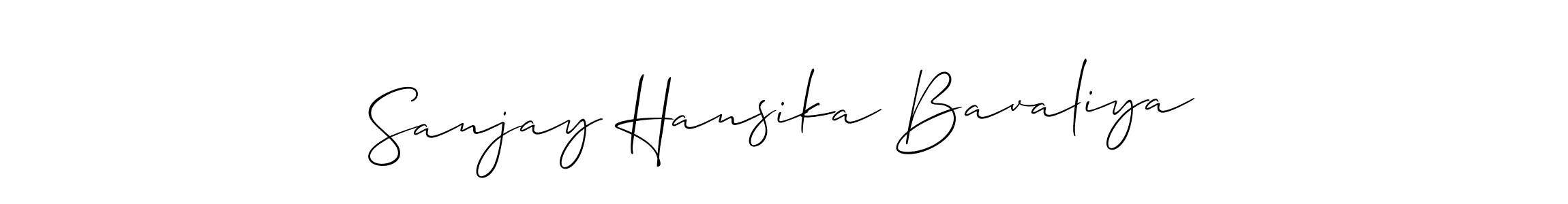 Make a beautiful signature design for name Sanjay Hansika Bavaliya. With this signature (Allison_Script) style, you can create a handwritten signature for free. Sanjay Hansika Bavaliya signature style 2 images and pictures png