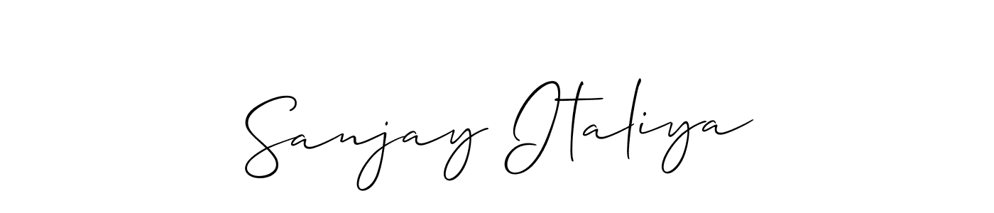 Use a signature maker to create a handwritten signature online. With this signature software, you can design (Allison_Script) your own signature for name Sanjay Italiya. Sanjay Italiya signature style 2 images and pictures png