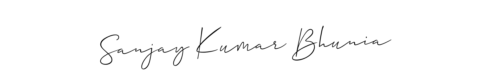 You should practise on your own different ways (Allison_Script) to write your name (Sanjay Kumar Bhunia) in signature. don't let someone else do it for you. Sanjay Kumar Bhunia signature style 2 images and pictures png