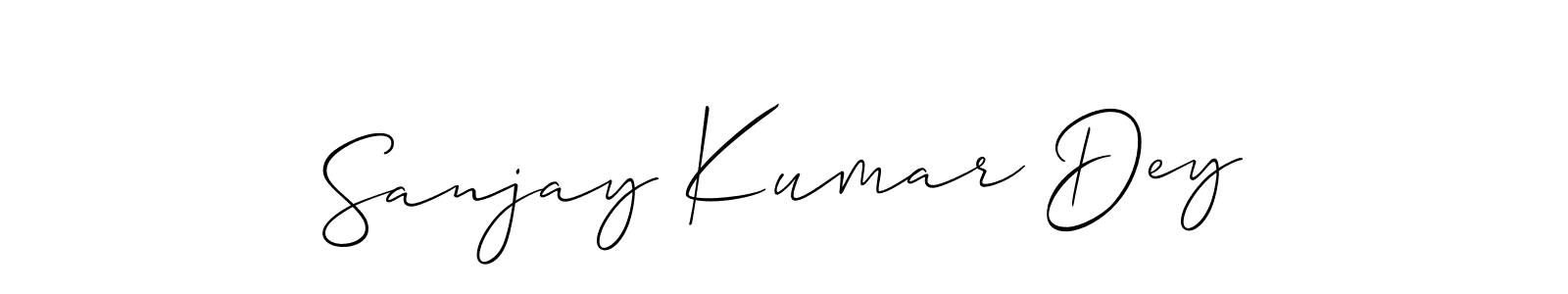 The best way (Allison_Script) to make a short signature is to pick only two or three words in your name. The name Sanjay Kumar Dey include a total of six letters. For converting this name. Sanjay Kumar Dey signature style 2 images and pictures png