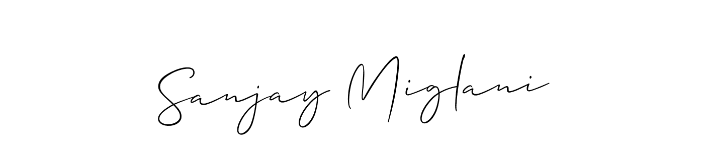 It looks lik you need a new signature style for name Sanjay Miglani. Design unique handwritten (Allison_Script) signature with our free signature maker in just a few clicks. Sanjay Miglani signature style 2 images and pictures png
