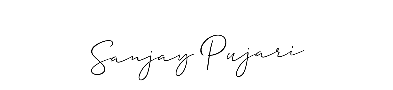 How to make Sanjay Pujari name signature. Use Allison_Script style for creating short signs online. This is the latest handwritten sign. Sanjay Pujari signature style 2 images and pictures png