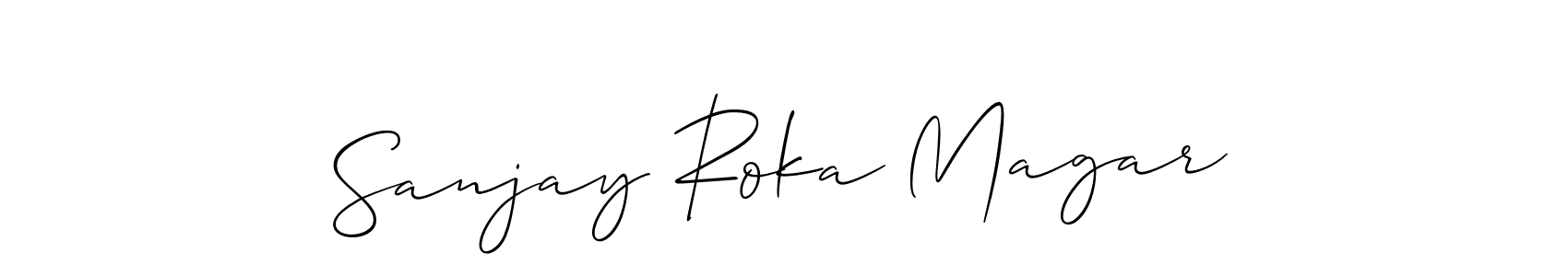 Make a beautiful signature design for name Sanjay Roka Magar. With this signature (Allison_Script) style, you can create a handwritten signature for free. Sanjay Roka Magar signature style 2 images and pictures png