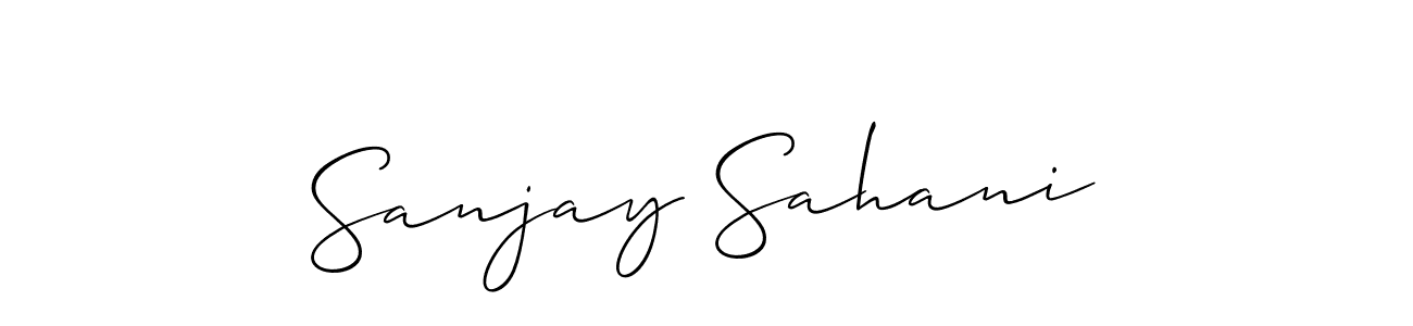 Also You can easily find your signature by using the search form. We will create Sanjay Sahani name handwritten signature images for you free of cost using Allison_Script sign style. Sanjay Sahani signature style 2 images and pictures png